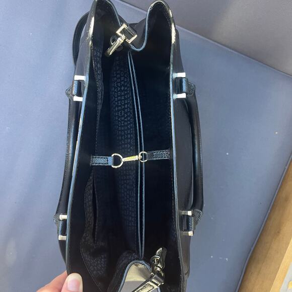 KATE SPADE Large Black Leather Satchel Tote with Crossbody Strap + Dust Bag - Picture 11 of 14